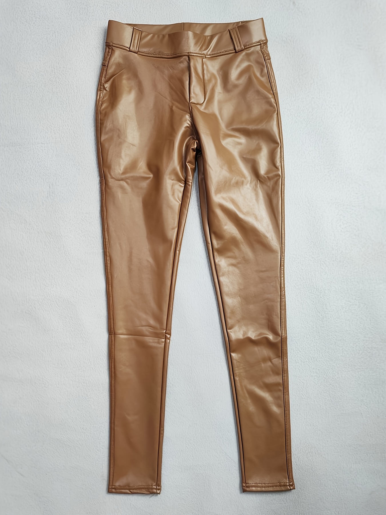 Women'S Winter Warmth Leggings, Fleece-Lined Skinny Pants, Fashionable Slim Fit Pencil Trousers, Casual All-Season Solid Color, Polyester 90% Spandex 10%, Medium Stretch, 500g/m² Fabric Weight