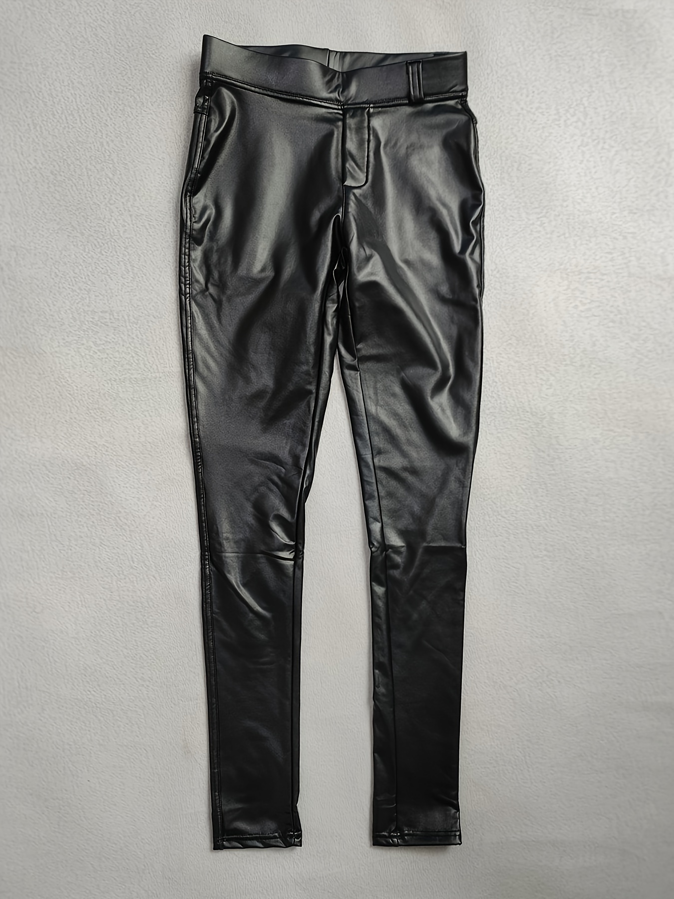 Women'S Winter Warmth Leggings, Fleece-Lined Skinny Pants, Fashionable Slim Fit Pencil Trousers, Casual All-Season Solid Color, Polyester 90% Spandex 10%, Medium Stretch, 500g/m² Fabric Weight