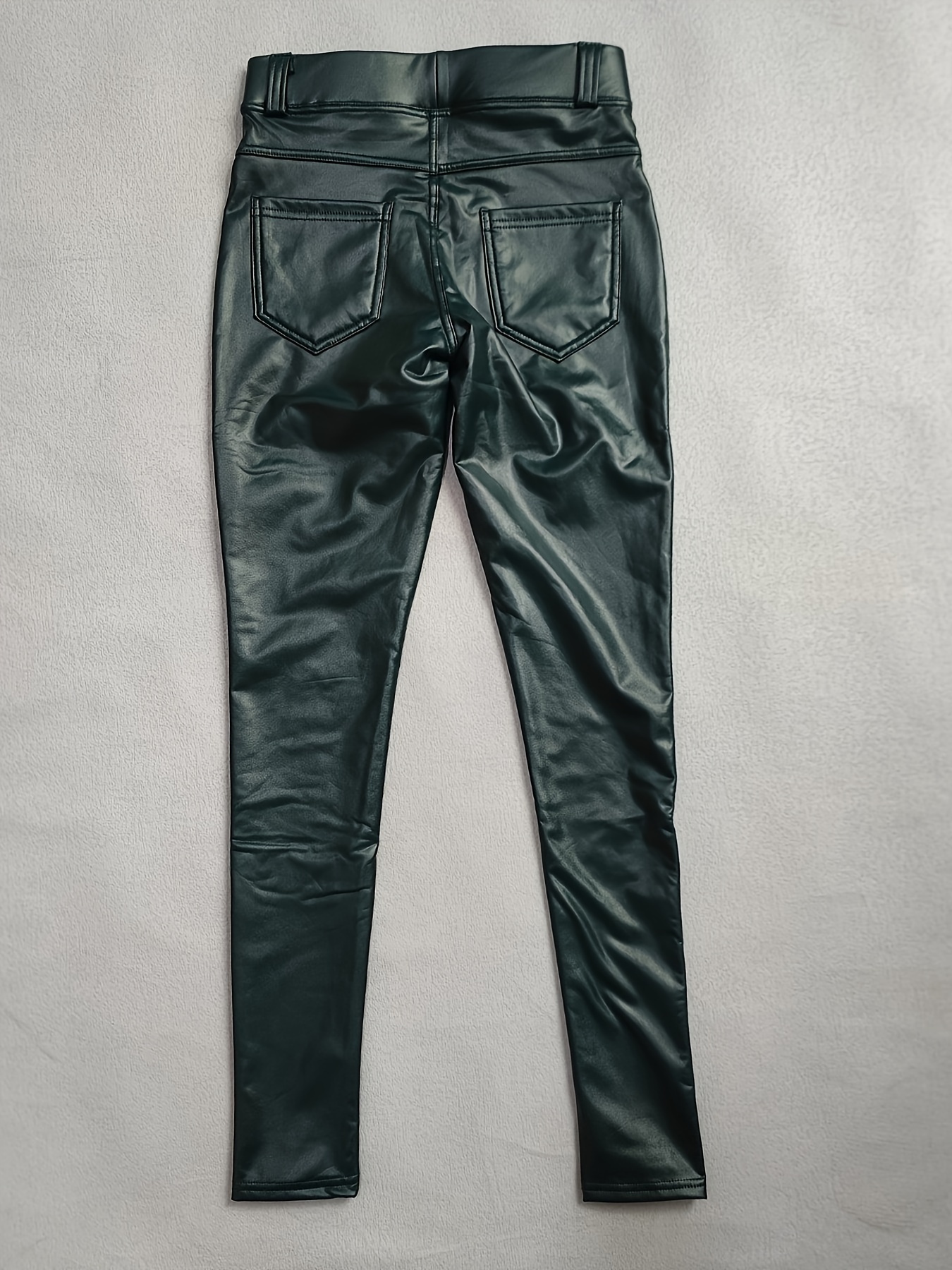 Women'S Winter Warmth Leggings, Fleece-Lined Skinny Pants, Fashionable Slim Fit Pencil Trousers, Casual All-Season Solid Color, Polyester 90% Spandex 10%, Medium Stretch, 500g/m² Fabric Weight