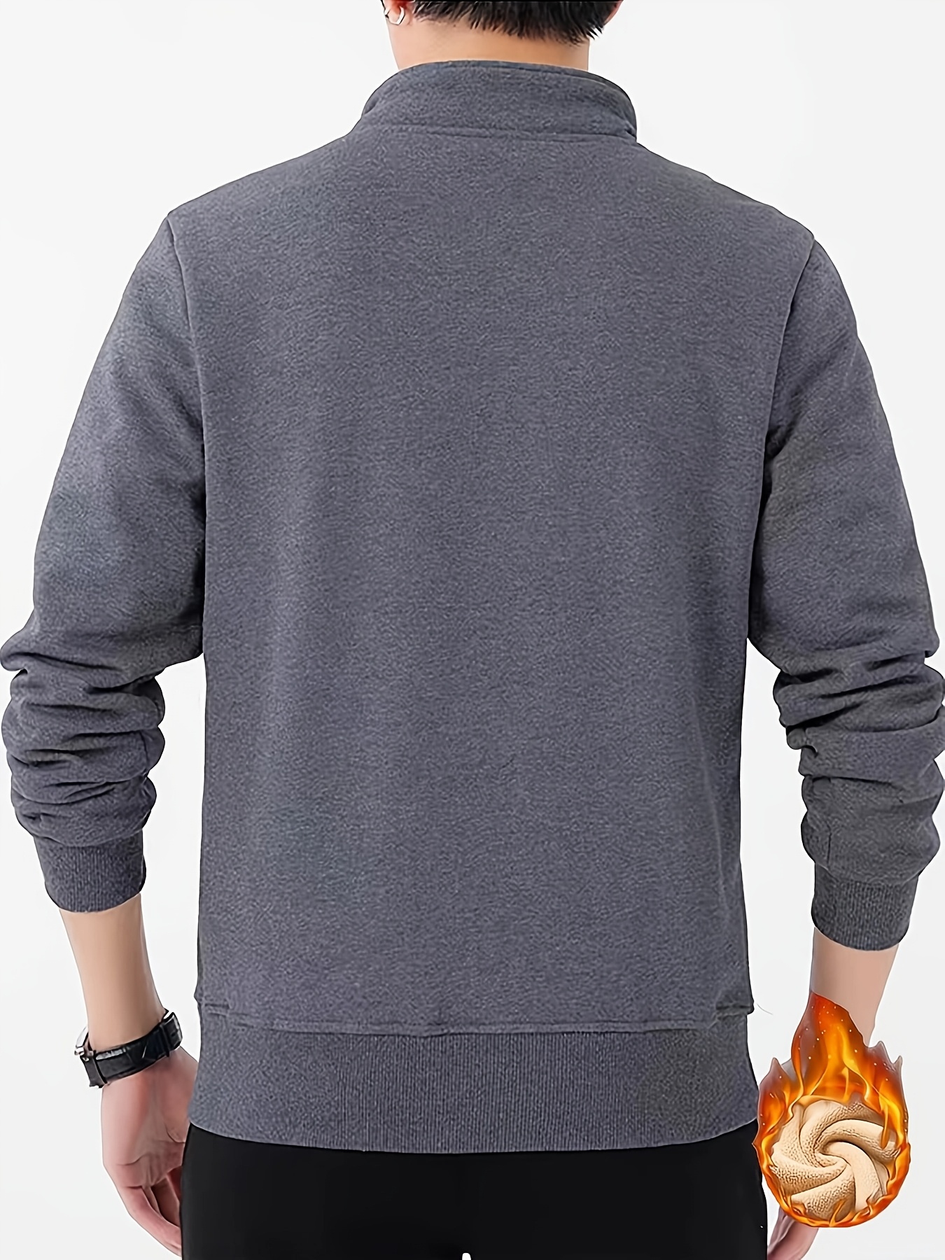 Men'S Cozy Fleece-Lined Winter Sweatshirt with Eagle Print - Warm Stand Collar, 1/4 Zip, Casual Long Sleeve for Fall & Winter, Brown with White Logo, Cozy Clothing | Casual Style | Durable Fabric, Thick