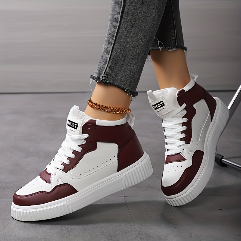 Women'S & Golden Accent Sneakers - EVA Upper & Cushioned EVA Sole, Lace-Up Mid-Top Sneakers with Arch Support, All-Season for Gym, Hiking, Hiking Footwear, Geometric Pattern, Gym Footwear, Stylish Footwear, Comfortable Fit, Women