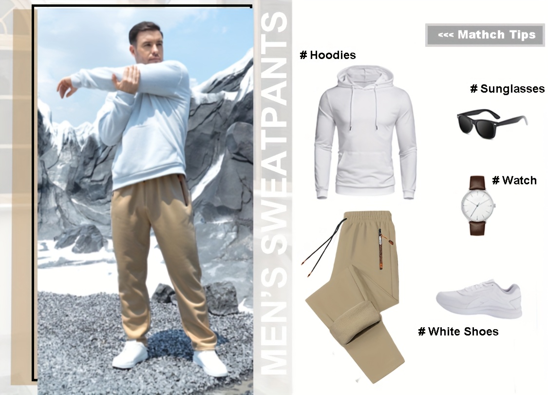 2pcs Men's Thermal Fleece Pants with Zipper Pockets & Drawstring Waist - Heavy-Duty Winter Warm Track Trousers for Gym,2Running,22ctivities - Navy/ Fleece Casual Pants (Hand Washable),2Trousers for Men'2Track Pants Men'2Mens Clothes,2Pants for