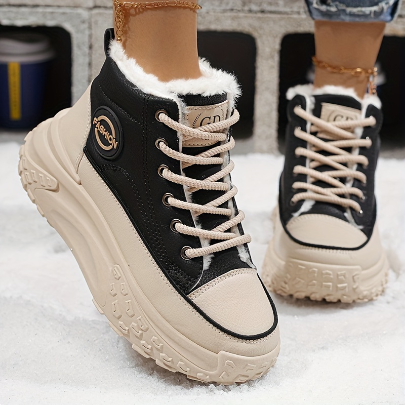 Women's New Winter Thick-Soled Fleece-Lined Warm Height-Increasing Casual Running Shoes and Ankle Boots