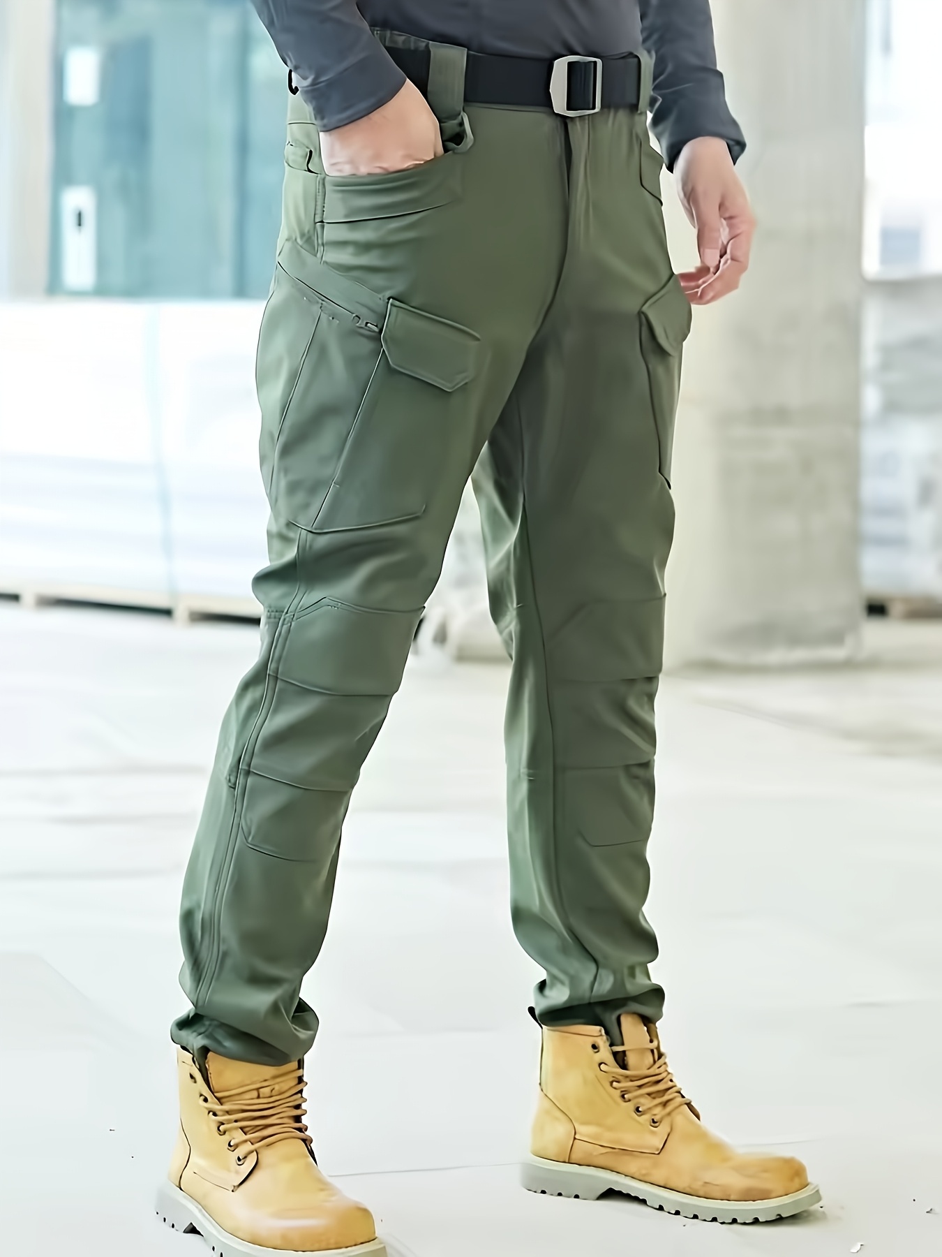 [Multi-Pocket Work Pants] Men's Multi-Pocket Work Pants - Elastic Breathable Fabric with Adjustable Waist & Zipper Design, Machine Washable Regular Fit Softshell Trousers for Outdoor Casual & Durable Workwear, Work Pants, Versatile Clothing, Functional Pockets