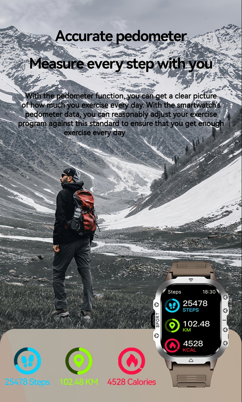 Smart Watch for Men 5.1cm Big All Touch Screen Display Wireless Make/Answer Call Watch, with LED Flashlight, Multi Sports Modes Smart Sports Watches Suitable for Men And Women, Outdoor Information Reminder Pedometer Smartwatch Compatible Phones, Activity Monitor, Fitness Tracker Watch, Sporty Design, Modern Wearable, Highquality Display, Lightweight Watch, Touchscreen Watch, Smart Wearable, Techsavvy Users, Active Lifestyle