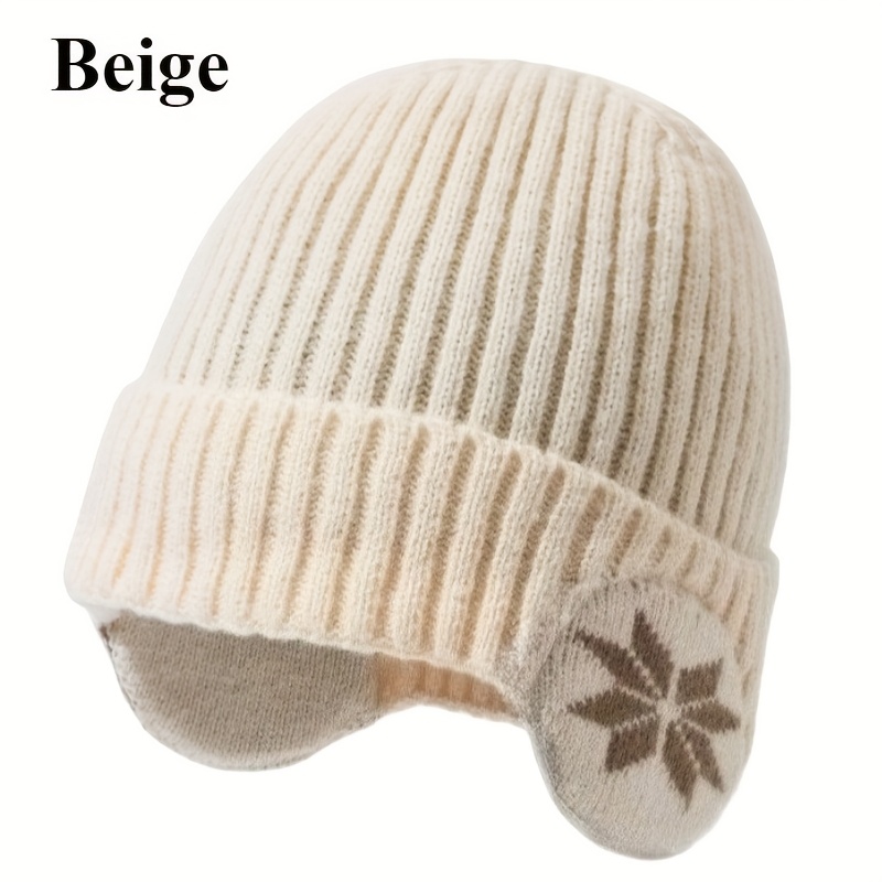 Men'S & Women'S Winter Warm Fleece-Lined Beanie Hat - Thermal Insulated Knit Cap with Snowflake Pattern, Elastic Fit for Cold Weather, /Brown, Winter Hat