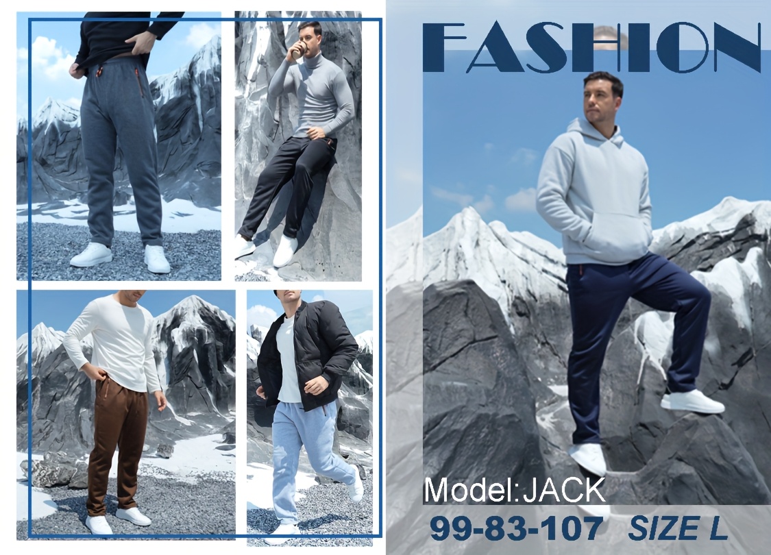 2pcs Men's Thermal Fleece Pants with Zipper Pockets & Drawstring Waist - Heavy-Duty Winter Warm Track Trousers for Gym,2Running,22ctivities - Navy/ Fleece Casual Pants (Hand Washable),2Trousers for Men'2Track Pants Men'2Mens Clothes,2Pants for