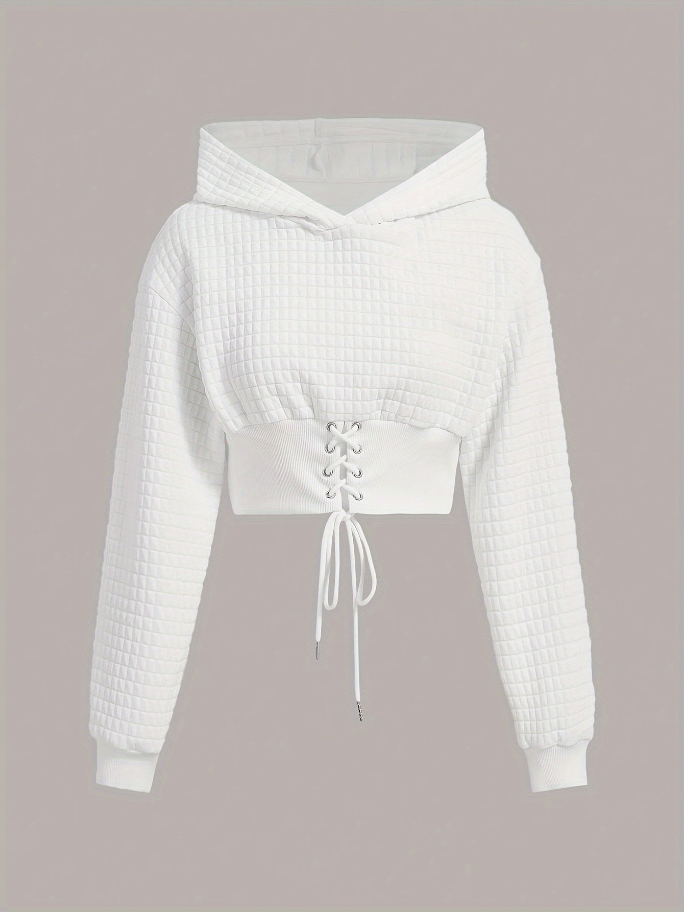 Women's Elegant Solid Color Hooded Sweatshirt - Casual Pullover Sweater with Hood & Drawstring, Spring/Fall Layering Piece, Machine Washable, Soft Warm Sweater for or Weekend (Available in White/Black/Navy/Gray/Brown) - Easy Care & Versatile