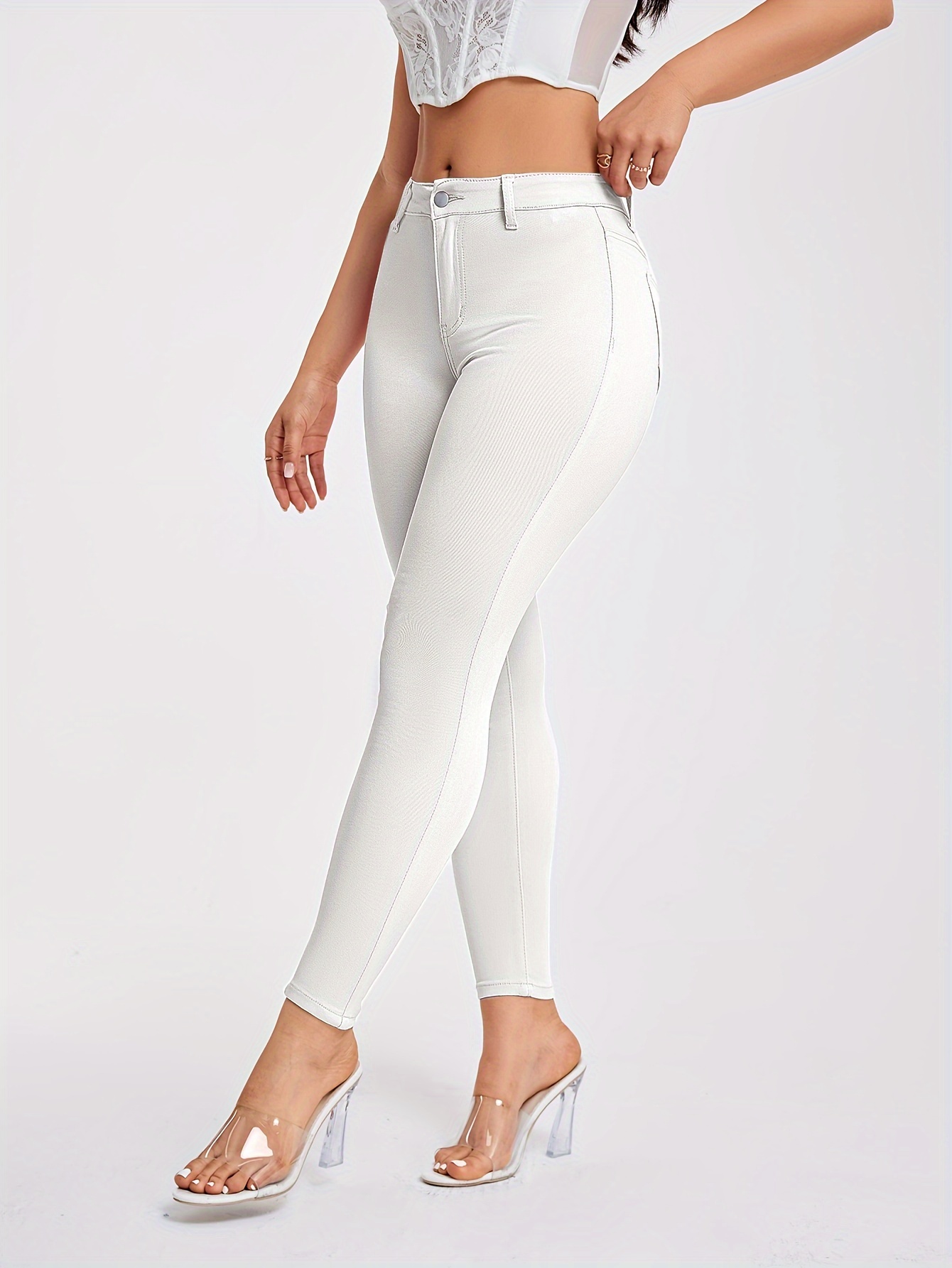 Women's Stretchy Pink Leggings - Casual, High-Waist, Non-See-Through, Machine Washable - Perfect for Spring/Summer