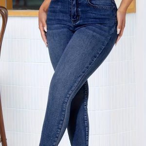 Women'S Stretchy Skinny Jeans - Non-See-Through Stretchy Pants with Button Closure & Zipper Fly, All-Season Everyday & Formal Outfits