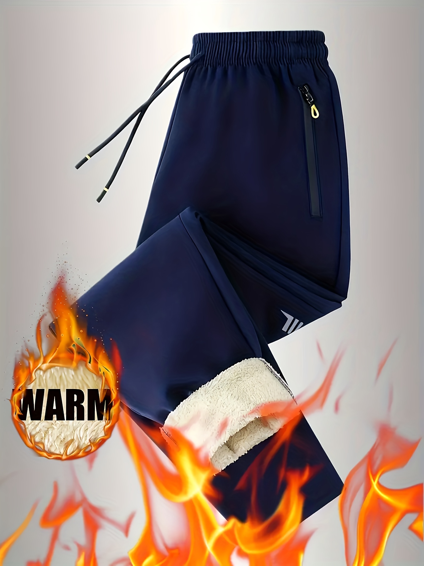 Men'S Fleece-Lined Warm Running Pants | Comfortable Soft Fabric, Dual-Side Zipper Pockets, Drawstring Waist, Ideal for Winter, Casual Style, Solid Color