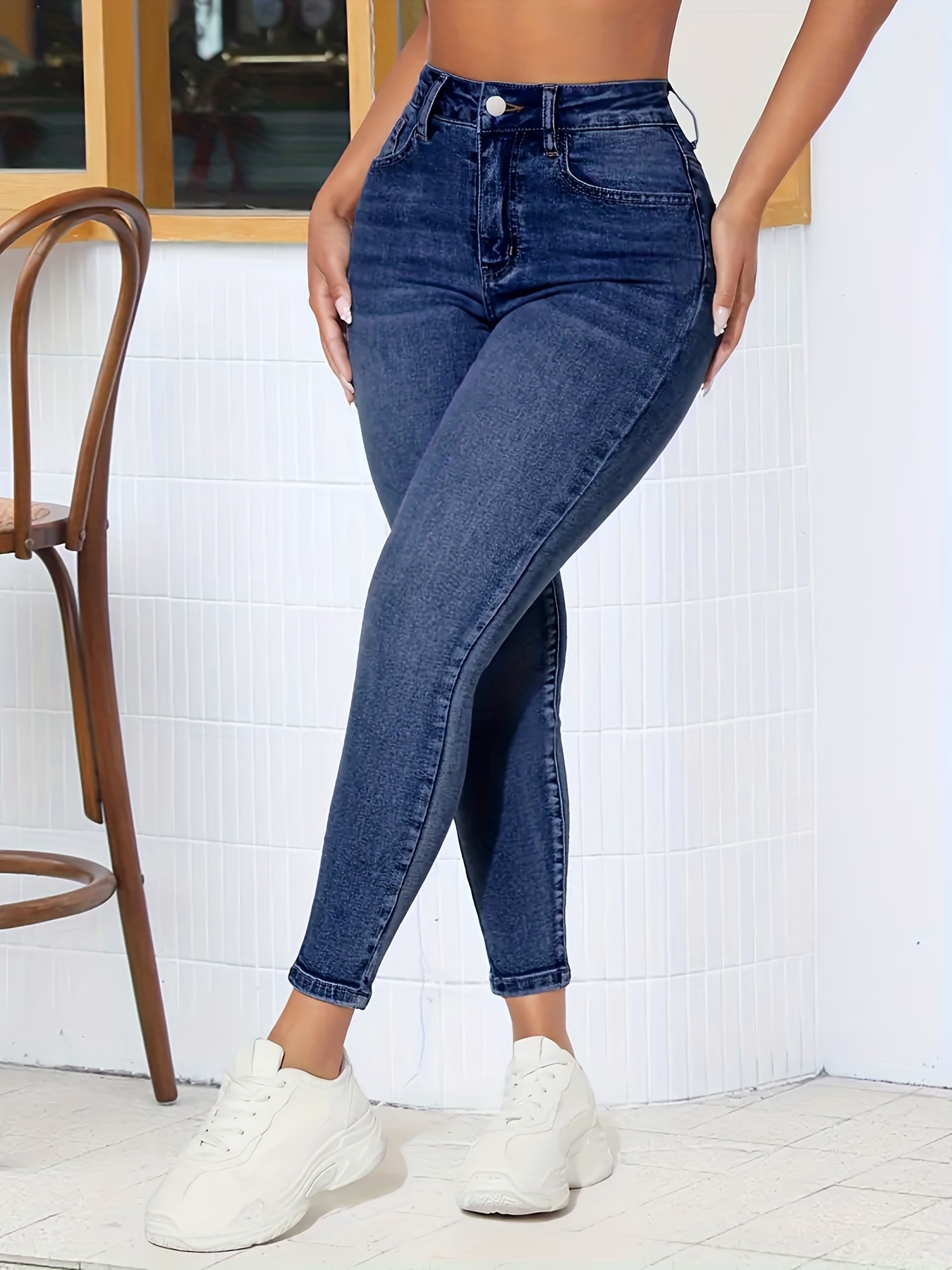 Women'S Stretchy Skinny Jeans - Non-See-Through Stretchy Pants with Button Closure & Zipper Fly, All-Season Everyday & Formal Outfits - Image 4