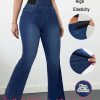 [Denim Print/Imitation Denim] Women's High-Waisted Imitation Denim Jumpsuits - Non-Stretchy Bell-Bottom Trousers with Digital Print, Machine Washable All-Season Casual to Formal Pants (Non-Denim Fabric, Comfortable Casual Attire, Belt Loops & Button Closure, Relaxed Fit, Geometric Pattern, Flared Leg Design, Adult Women's Fashion, Versatile for Jeans Look, No Wrinkles, Easy Care, Suitable for Jeans-Style Outfits) - Ideal for Jeans Look Without Denim Fabric,
