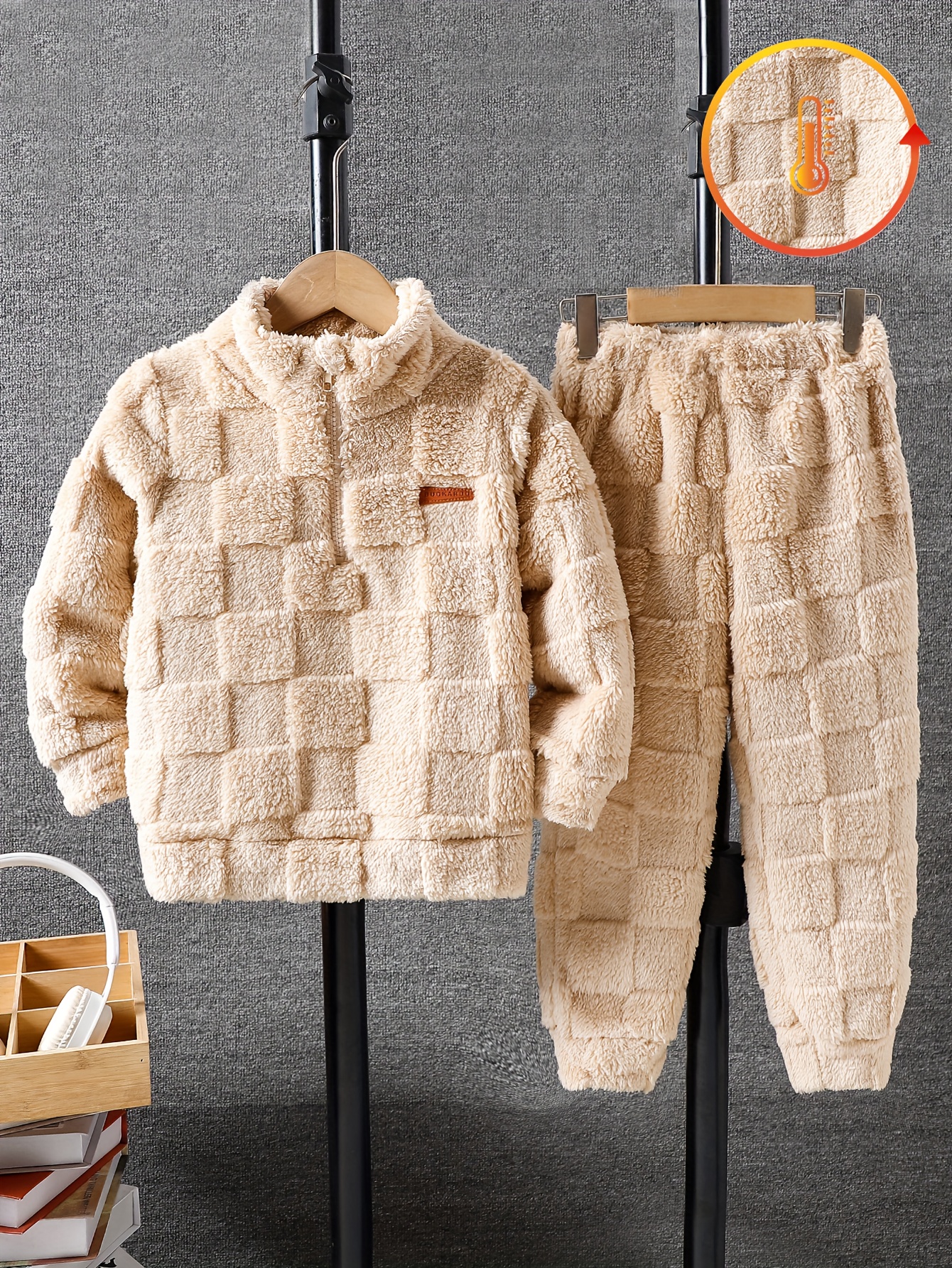 Boys' Two-Piece Set, Autumn/Winter Fashion Cute Warm Comfortable Cool Jacquard Zipper Pullover Long Sleeve Pants Outfit with Elastic Waistband for Daily Casual & Party Activities and School, 2-6 Years Old, Perfect for Outdoor