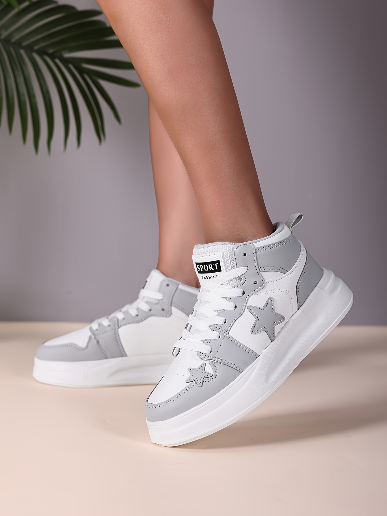 Women'S High-Top Sneakers - All-Season Lace-Up Shoes with Cushioned EVA Sole, Black & White colorway - Lightweight Sneakers for Gym, Running, Everyday - Synthetic Cover Upper & Breathable Fabric Lining - Non-Slip Streetwear Footwear, Gym Trainers, Sporty Design, Comfortable Fit, Women