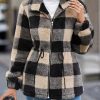 Women's Elegant Teddy Jacket, Soft Polyester Blend Coat with Full-Zip Front, Black/Beige/White/Gray Plaid Pattern, Machine Washable All-Season Outerwear for Casual & Formal Outfits, Chic Everyday Outerwear, Versatile Layering, Classic Silhouette, Durable Construction, Stylish Coat, Fashionconscious Women, Layering Piece, Twotone Design, Highquality Fabric, Fashionconscious Buyers