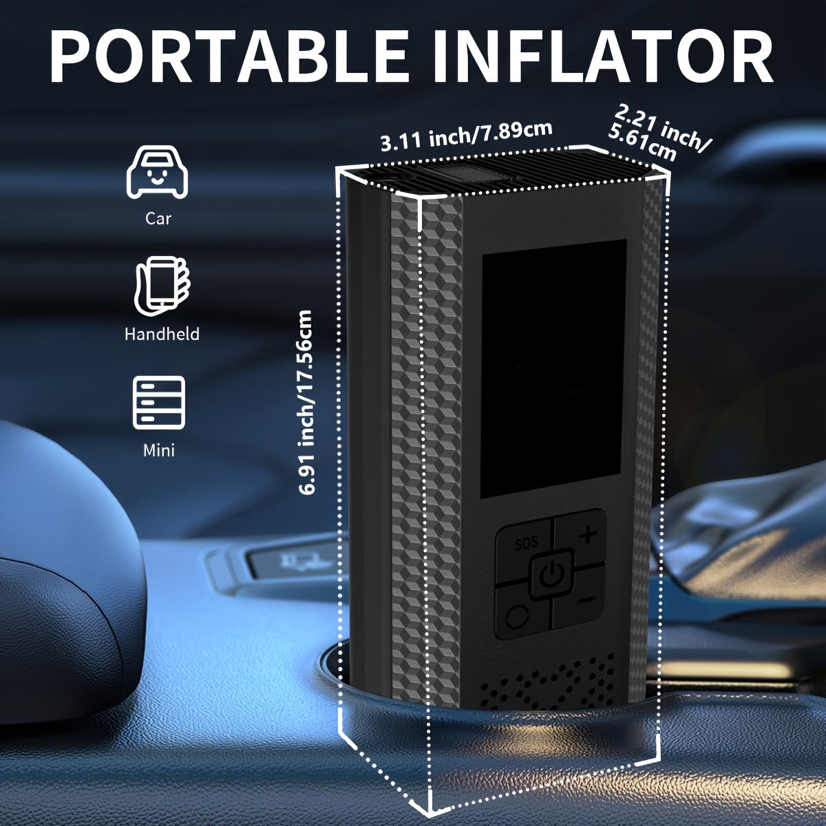 Portable Air Compressor Tire Pump, 150PSI Car Tire Air Pump with Tire Pressure Gauge, LED, 3x Faster One-Click Smart Wireless Tire Inflator for Cars, Motorcycles, Bicycles, Balls, etc - Image 6