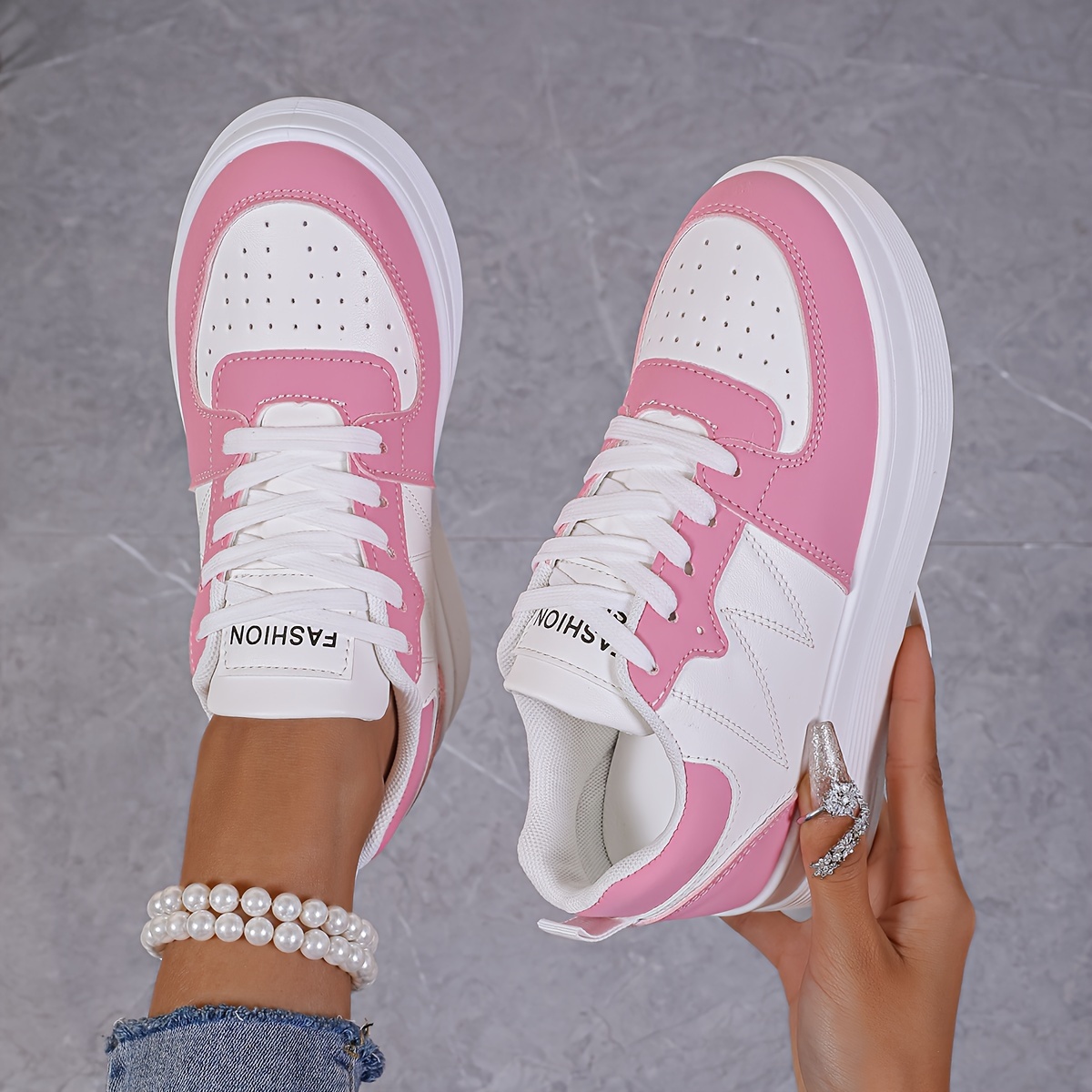 Women'S Slip-On Wedge Sneakers with Lace-Up Closure - White & Beige Breathable Mesh Upper, Cushioned EVA Insole & PVC Sole for All-Season Casual Wear, Comfortable Height Increase, Sleek Shoe Design