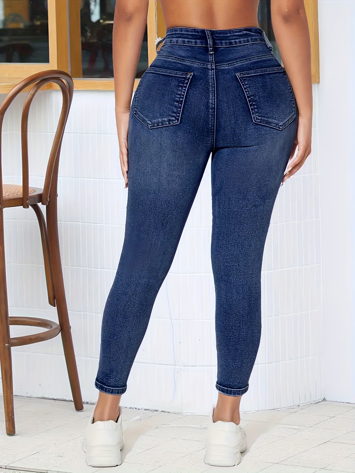 Women'S Stretchy Skinny Jeans - Non-See-Through Stretchy Pants with Button Closure & Zipper Fly, All-Season Everyday & Formal Outfits - Image 3