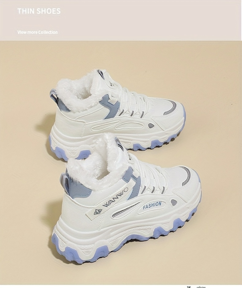 Women'S Winter Warm High-Top Sneakers - Thick Cushioned PVC Sole, Lace-Up Closure, Non-Slip Traction - All-Season Everyday & Formal Shoes - / - for, Ladies Sneakers