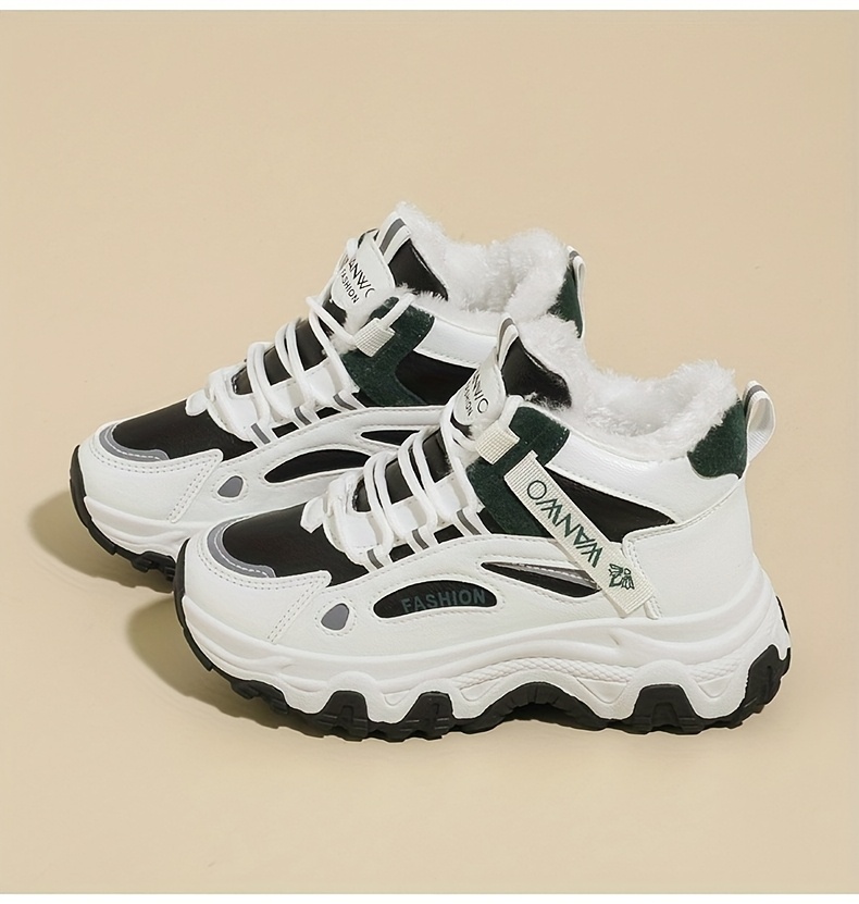 Women'S Winter Warm High-Top Sneakers - Thick Cushioned PVC Sole, Lace-Up Closure, Non-Slip Traction - All-Season Everyday & Formal Shoes - / - for, Ladies Sneakers