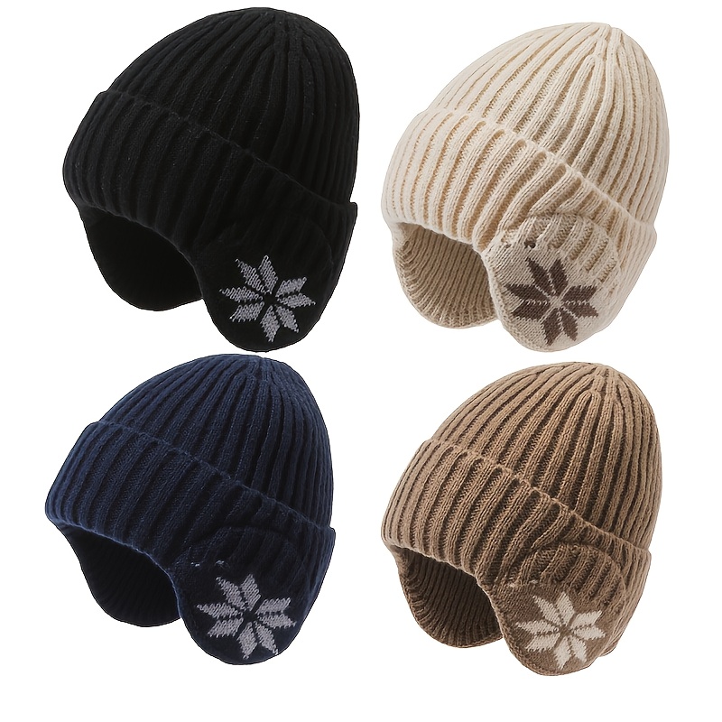 Men'S & Women'S Winter Warm Fleece-Lined Beanie Hat - Thermal Insulated Knit Cap with Snowflake Pattern, Elastic Fit for Cold Weather, /Brown, Winter Hat - Image 8