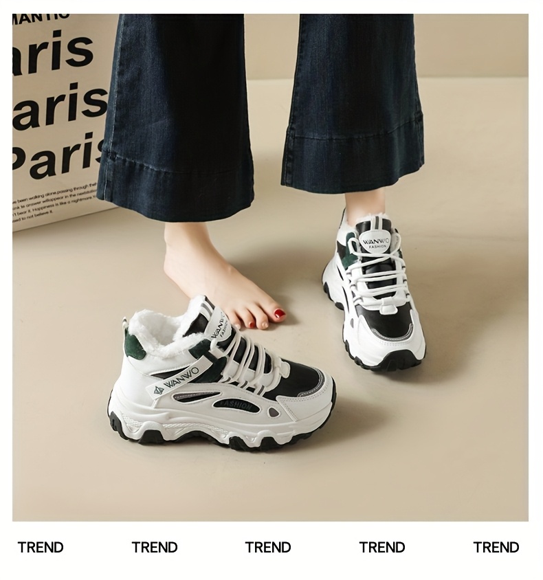 Women'S Winter Warm High-Top Sneakers - Thick Cushioned PVC Sole, Lace-Up Closure, Non-Slip Traction - All-Season Everyday & Formal Shoes - / - for, Ladies Sneakers