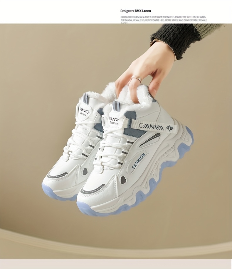 Women'S Winter Warm High-Top Sneakers - Thick Cushioned PVC Sole, Lace-Up Closure, Non-Slip Traction - All-Season Everyday & Formal Shoes - / - for, Ladies Sneakers