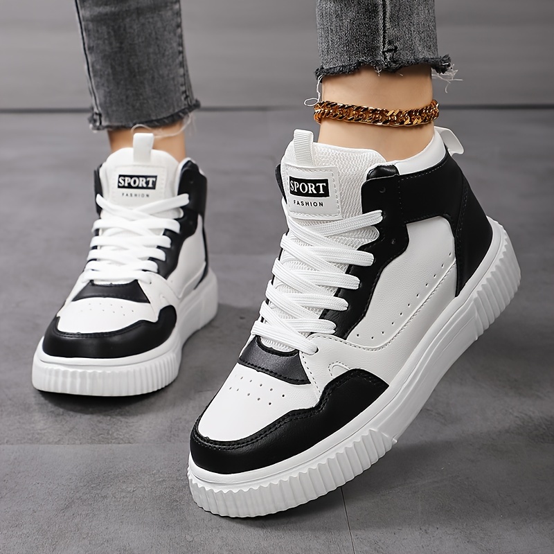 Women'S & Golden Accent Sneakers - EVA Upper & Cushioned EVA Sole, Lace-Up Mid-Top Sneakers with Arch Support, All-Season for Gym, Hiking, Hiking Footwear, Geometric Pattern, Gym Footwear, Stylish Footwear, Comfortable Fit, Women