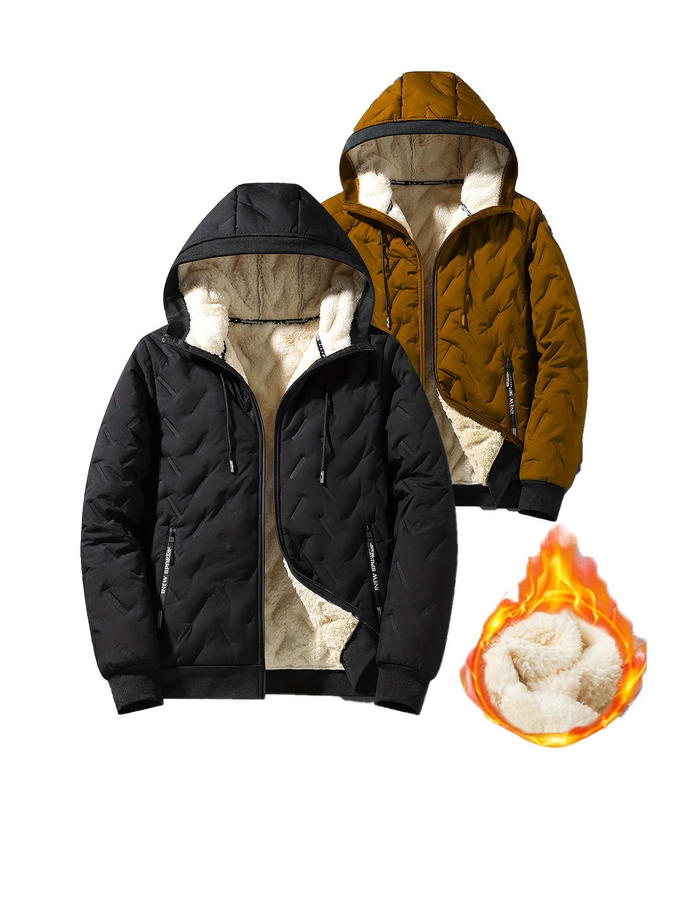 1 Men's New Autumn/Winter Thickened Hooded Jacket, Essential Thickened Jacket for Men, -Lined Windproof Warm Casual Workwear Coat