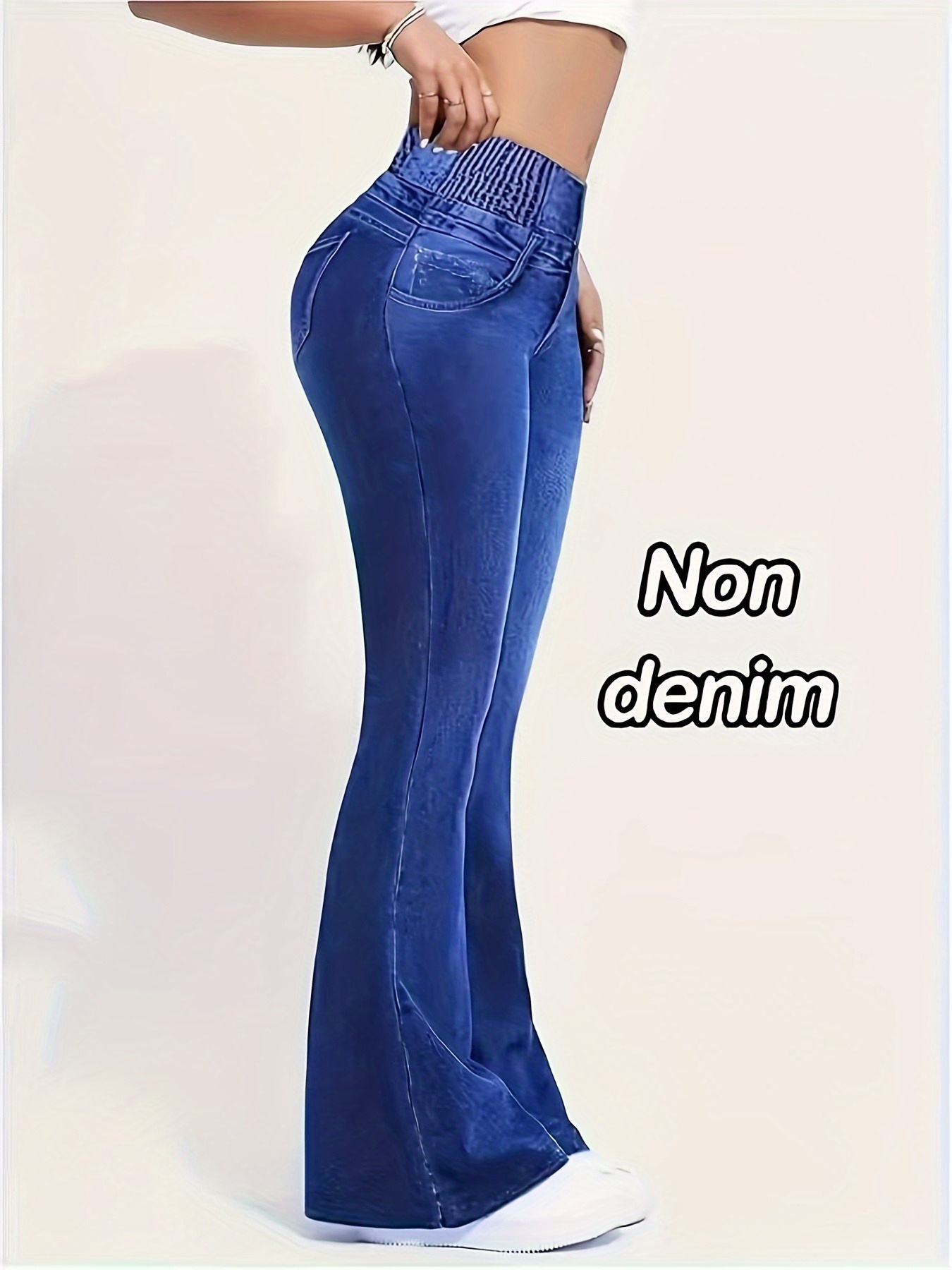 [Denim Print/Imitation Denim] Women's Full-Body Imitation Denim Bell-Bottom Jeans Pants - Tight-Fit Wide-Leg Stretch Trousers with Beltless Waist, Long Length & Denim Pocket Design for Casual Winter Wear,, Christmas Outfits (Machine Washable), Pants For Women, High Waist Pants For Women, Trousers Women, Womens Clothes, Womens Trousers, Autumn Clothes Women, Pantalones Aesthetic, Women Clothes, Plus Size Women Clothes, Baggy Pants For Women, Trousers For Women, Womens Autumn