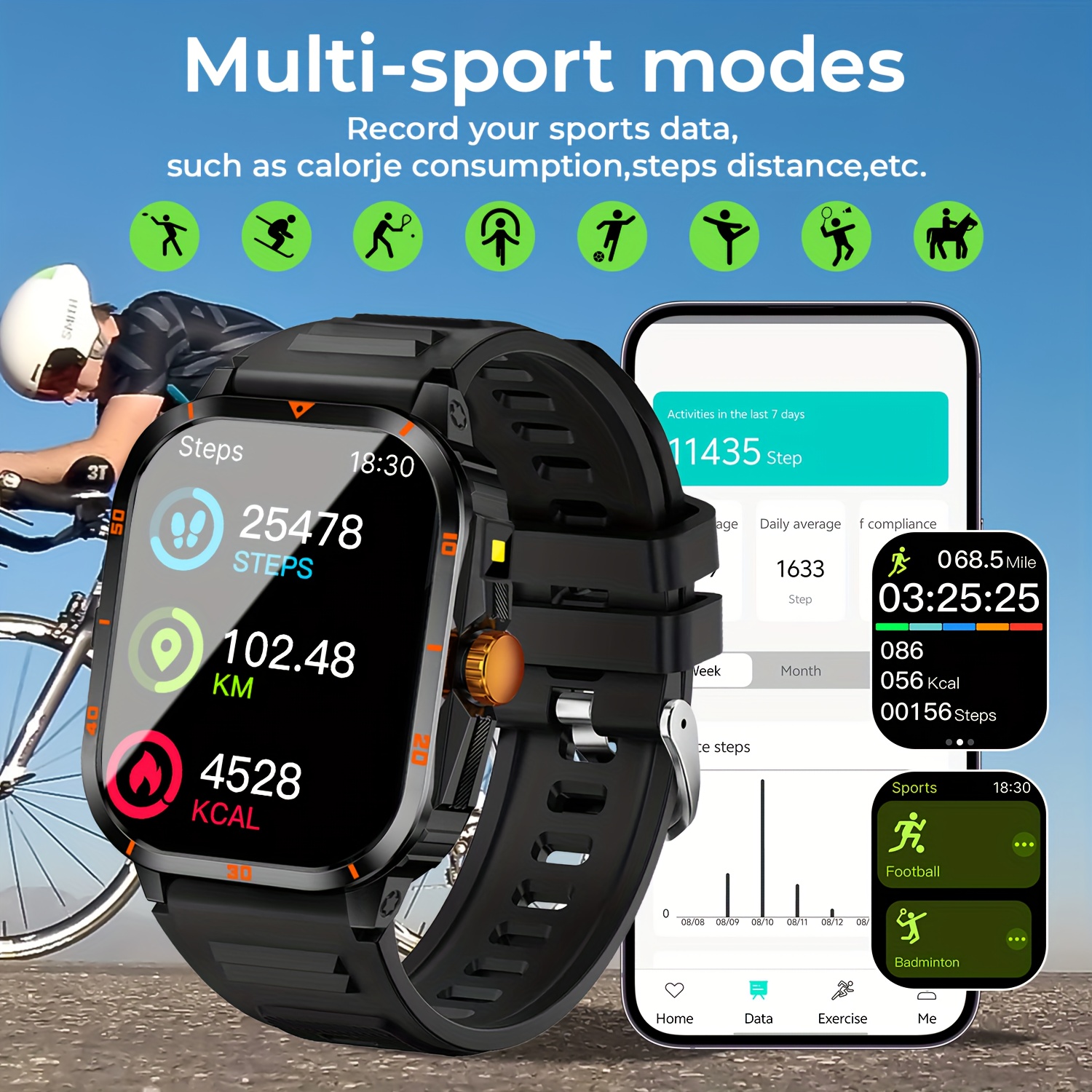 SIMSONPRO Smartwatch for Men & Women - Wireless Calls, Wireless, Multiple Sports Modes, Remote Photo Capture, Music Playback, Weather Forecast, Durable & Stylish Wearable Device with USB Charging, Perfect for Active Lifestyles, Smart Watch for Android Phones, Fitness Tracking Watch, Sleek Watch Design, Robust Construction