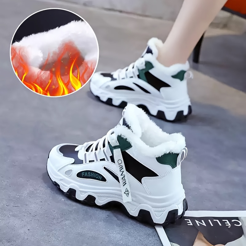 Women'S Winter Warm High-Top Sneakers - Thick Cushioned PVC Sole, Lace-Up Closure, Non-Slip Traction - All-Season Everyday & Formal Shoes - / - for, Ladies Sneakers