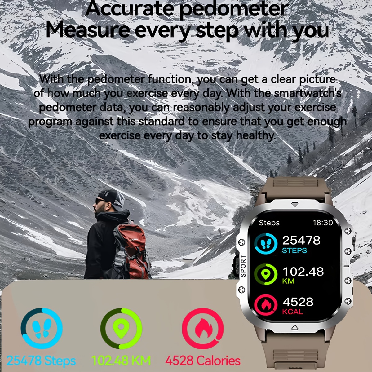 New Smart Watch 5.11 cm Large Screen LED Flashlight Outdoor Sports Watch Altimeter Barometer 100+Sports Mode Multimedia Information Viewing Weather Pedometer Fitness Tracker Compatible with Android for iphone Perfect Holiday Gift, Outdoor Activity Watch, Multimedia Viewing Watch, Modern Wearable Tech, Stylish Fitness Tracker, Durable Smartwatch, Longlasting Battery, Multifunctional Watch, LED Light Watch, Fitness Enthusiasts, Techsavvy Users, Altimeter Watch, Outdoor Gear Watch