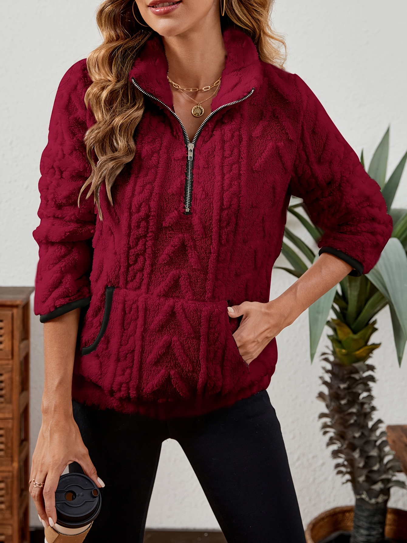 Women'S Cozy Fleece Zip-Up Sweatshirt with Large Pockets - Gray, Long Sleeve, Casual Fall/Winter Pullover, Casual Winter Wear | Zipup Pullover | Zippered Sweatshirt, Curvy/ Women Coat, Fur Trimmed Tube Dress, Women Winter Clothes, Beautiful Bag For Women, Sweatshirt Women, Pullover Women, Autumn Clothes Women