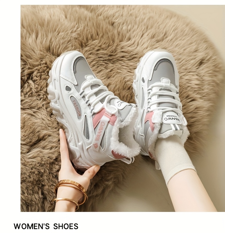 Women'S Winter Warm High-Top Sneakers - Thick Cushioned PVC Sole, Lace-Up Closure, Non-Slip Traction - All-Season Everyday & Formal Shoes - / - for, Ladies Sneakers