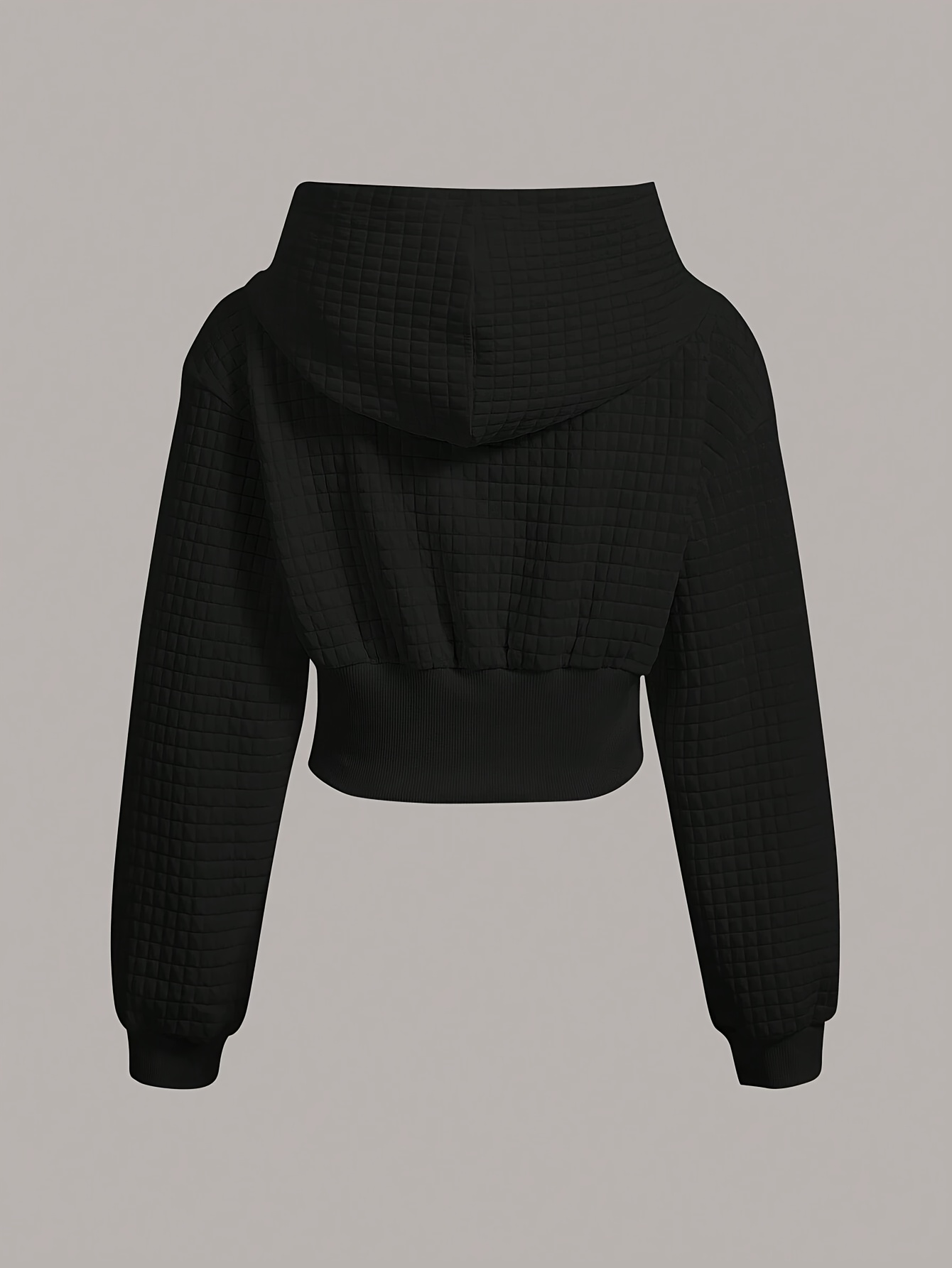 Women's Elegant Solid Color Hooded Sweatshirt - Casual Pullover Sweater with Hood & Drawstring, Spring/Fall Layering Piece, Machine Washable, Soft Warm Sweater for or Weekend (Available in White/Black/Navy/Gray/Brown) - Easy Care & Versatile - Image 5