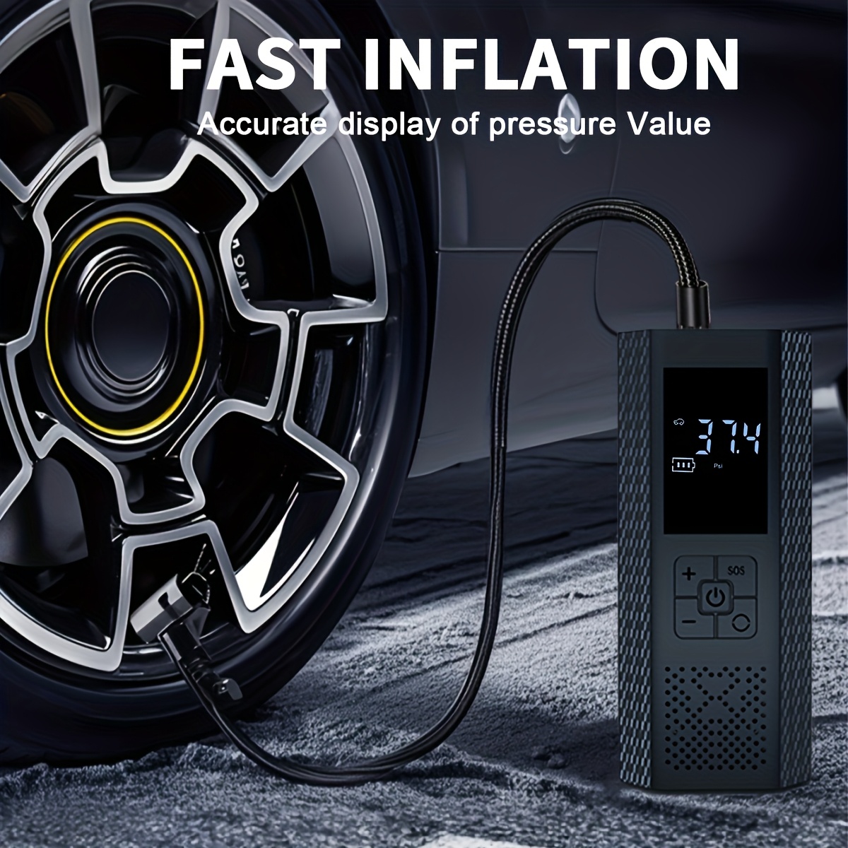 Portable Air Compressor Tire Pump, 150PSI Car Tire Air Pump with Tire Pressure Gauge, LED, 3x Faster One-Click Smart Wireless Tire Inflator for Cars, Motorcycles, Bicycles, Balls, etc - Image 7