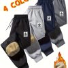 Men's Thermal Winter Jogger Pants with Fleece Lining - Loose-Fit Straight-Leg Trousers, Drawstring Waist & Cuffed Hem, 4 Colors (Black, Navy, Grey, White) - Machine Washable Casual Athletic Pants for Gym, Everyday & Activities - Fleece-Lined for Cold Weather, Relaxed Fit, Fleece Lining for Warmth, Suitable for Autumn and Winter, Available in 4 Colors for Men, Jogger Pants For Men