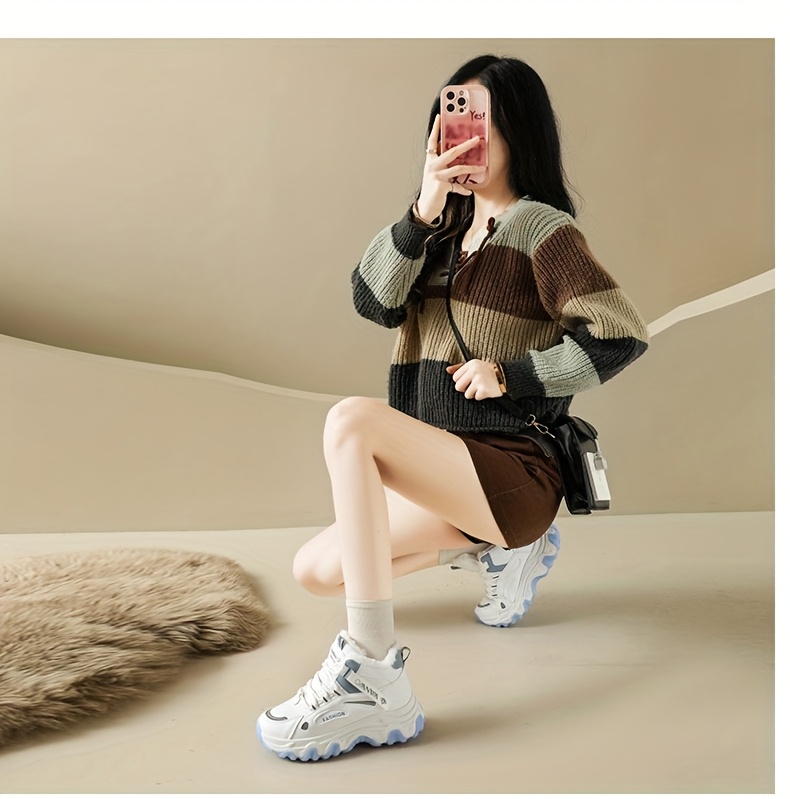 Women'S Winter Warm High-Top Sneakers - Thick Cushioned PVC Sole, Lace-Up Closure, Non-Slip Traction - All-Season Everyday & Formal Shoes - / - for, Ladies Sneakers