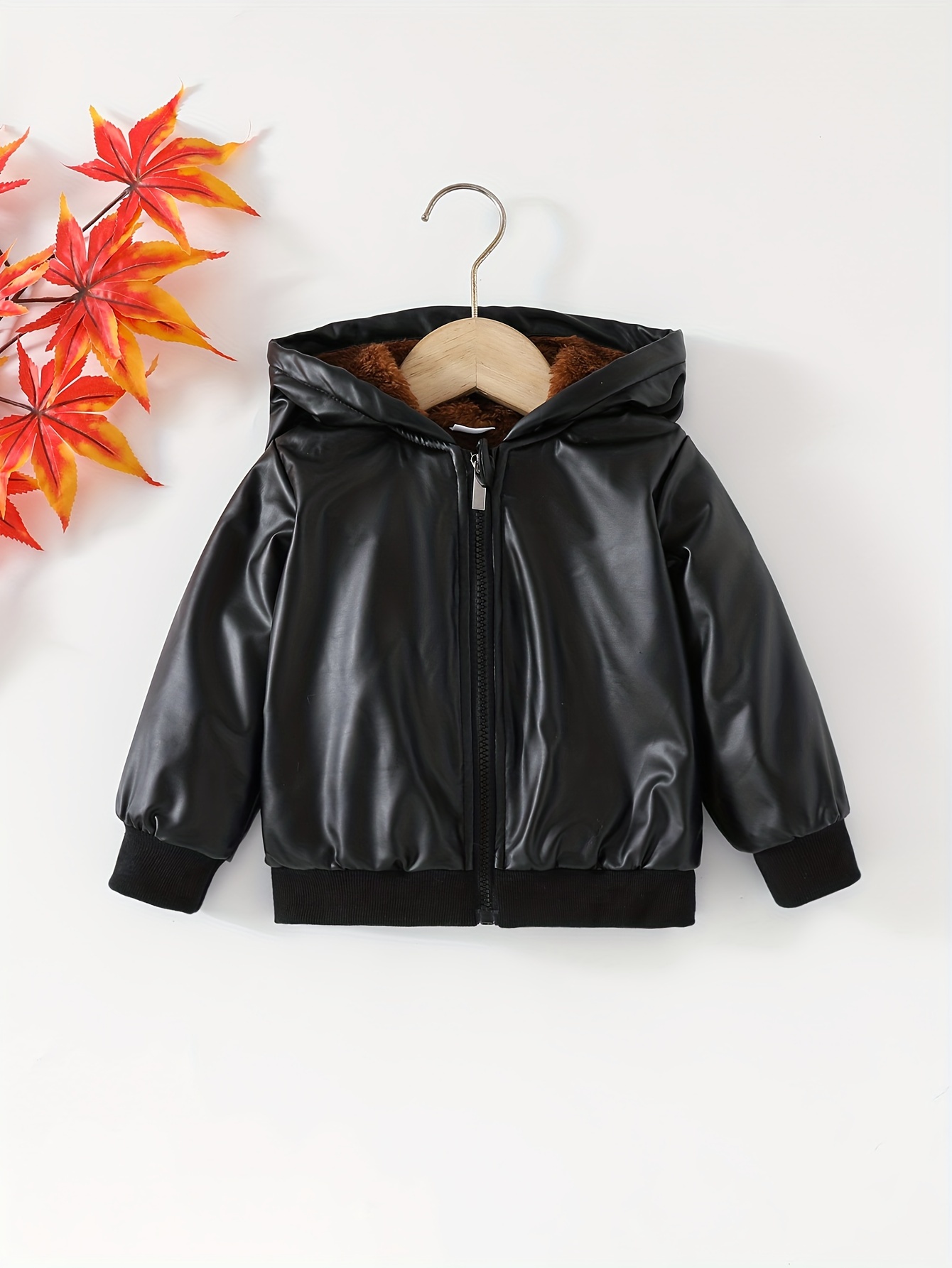 Cozy Toddler Faux Fur Lined Hooded Zip-Up Jacket - Windproof, Soft & Comfortable, Easy-Care, Casual Style for Outdoor Play & Daily Activities, Playful Activity Jacket|Hooded Jacket|Zippered Jacket - Image 3