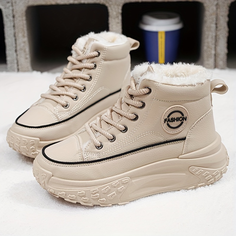 Women's New Winter Thick-Soled Fleece-Lined Warm Height-Increasing Casual Running Shoes and Ankle Boots