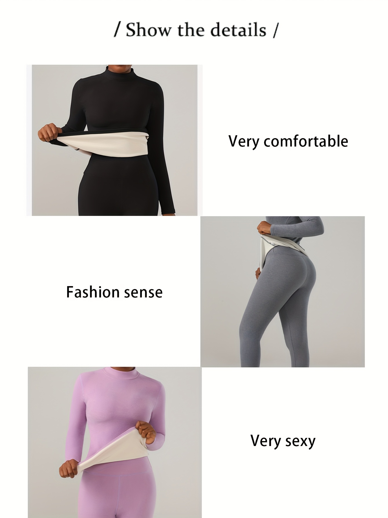 [Warm Fleece-Lined Thermal Set] 2pcs Set - Women's Fleece-Lined Thermal Underwear | Autumn/Winter Thickened Warm Long-Sleeve High-Neck Top and Pants, Elastic Casual Comfortable