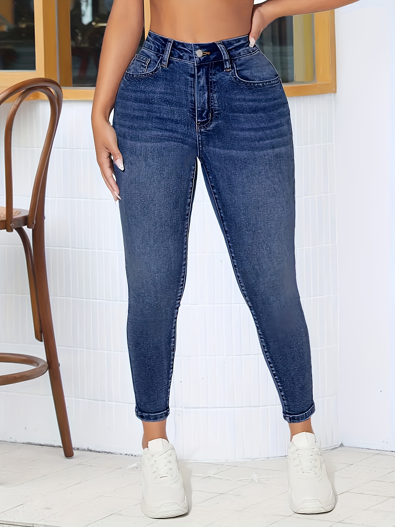 Women'S Stretchy Skinny Jeans - Non-See-Through Stretchy Pants with Button Closure & Zipper Fly, All-Season Everyday & Formal Outfits - Image 2