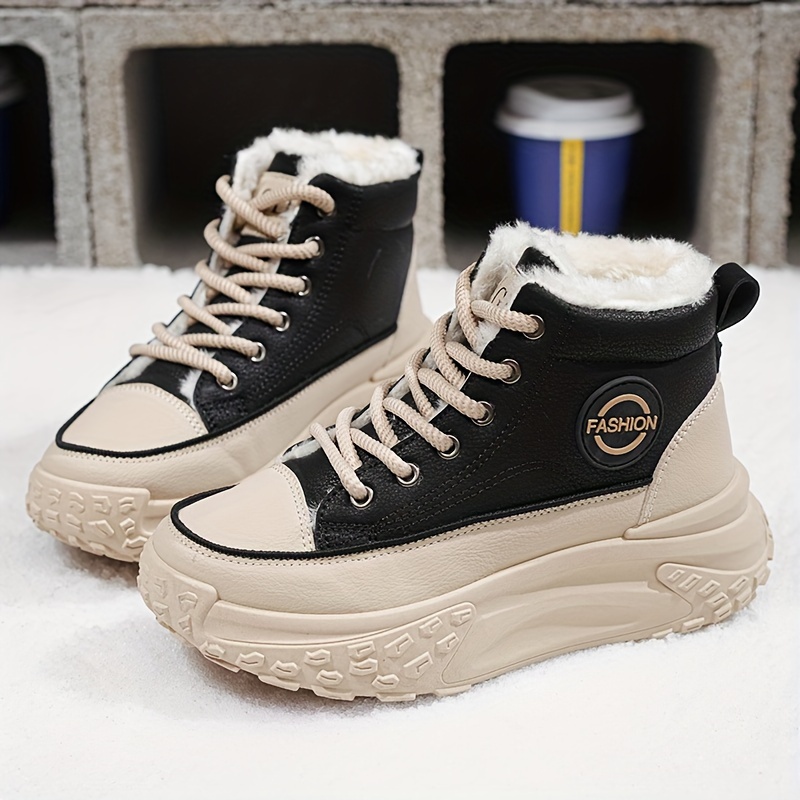 Women's New Winter Thick-Soled Fleece-Lined Warm Height-Increasing Casual Running Shoes and Ankle Boots