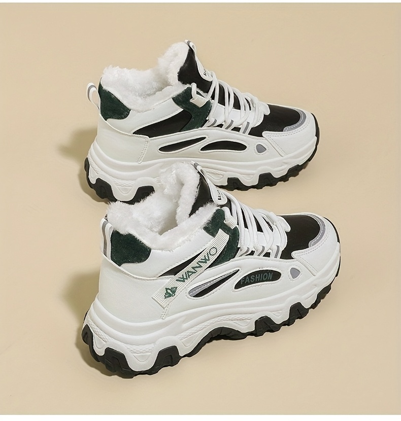 Women'S Winter Warm High-Top Sneakers - Thick Cushioned PVC Sole, Lace-Up Closure, Non-Slip Traction - All-Season Everyday & Formal Shoes - / - for, Ladies Sneakers