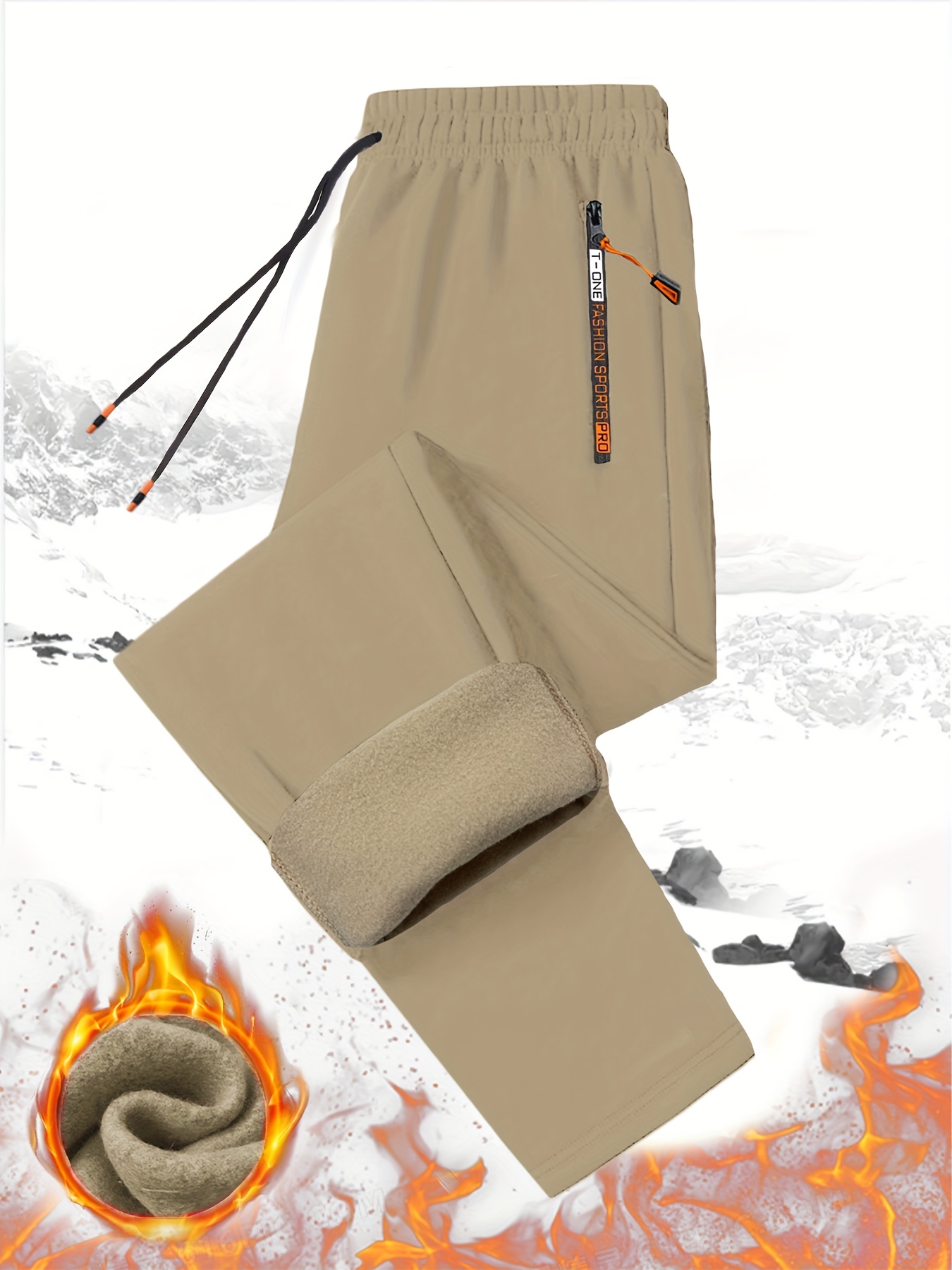 2pcs Men's Thermal Fleece Pants with Zipper Pockets & Drawstring Waist - Heavy-Duty Winter Warm Track Trousers for Gym,2Running,22ctivities - Navy/ Fleece Casual Pants (Hand Washable),2Trousers for Men'2Track Pants Men'2Mens Clothes,2Pants for - Image 10