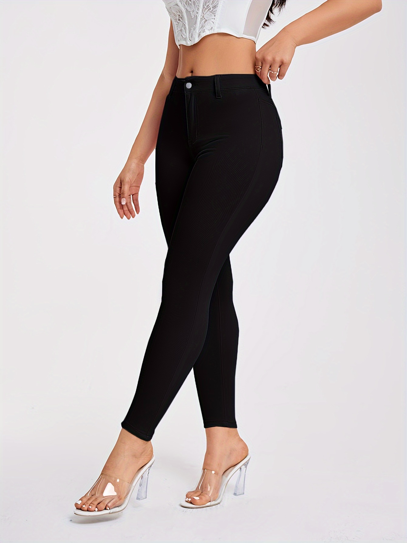 Women's Stretchy Pink Leggings - Casual, High-Waist, Non-See-Through, Machine Washable - Perfect for Spring/Summer