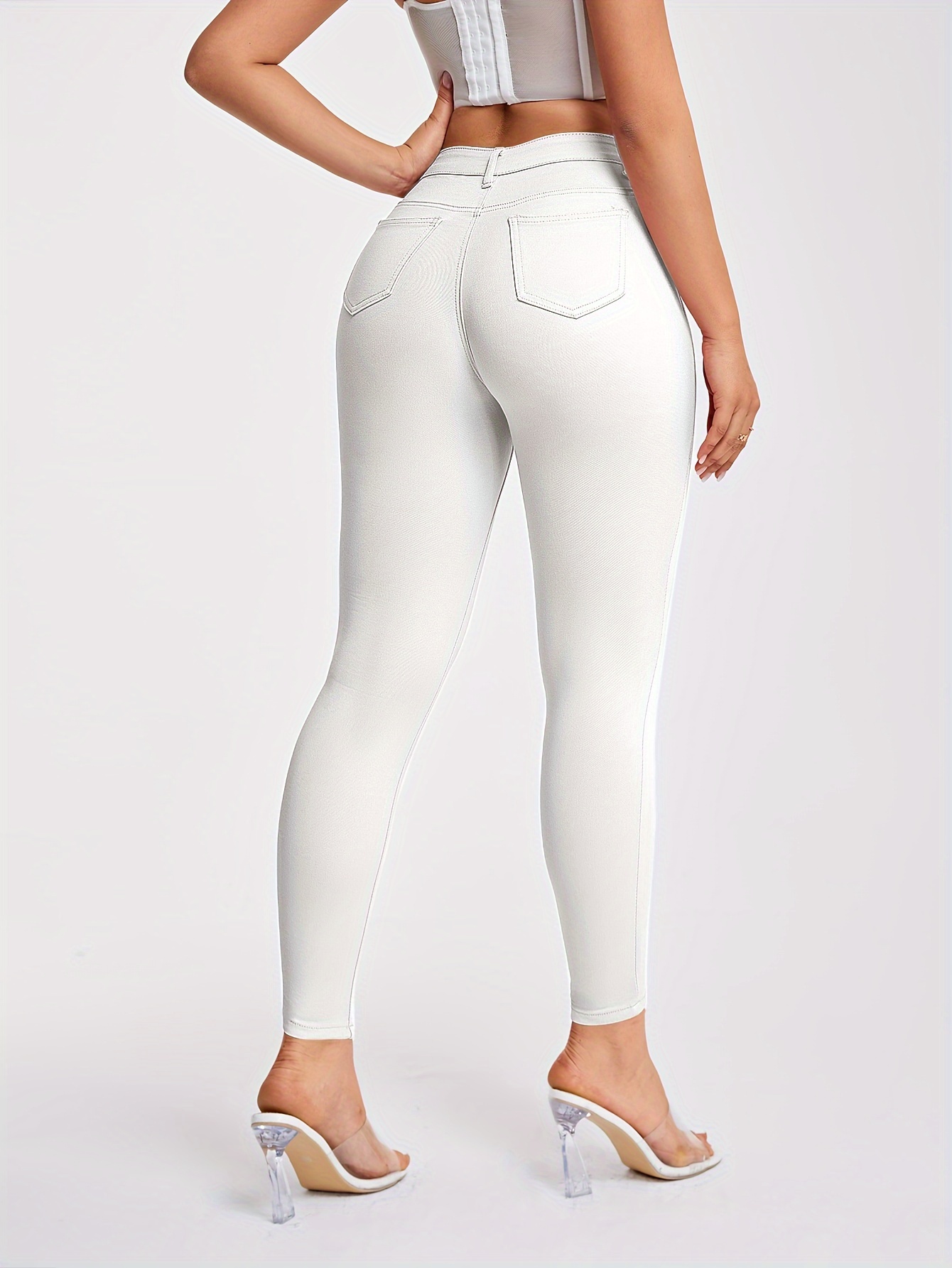 Women's Stretchy Pink Leggings - Casual, High-Waist, Non-See-Through, Machine Washable - Perfect for Spring/Summer