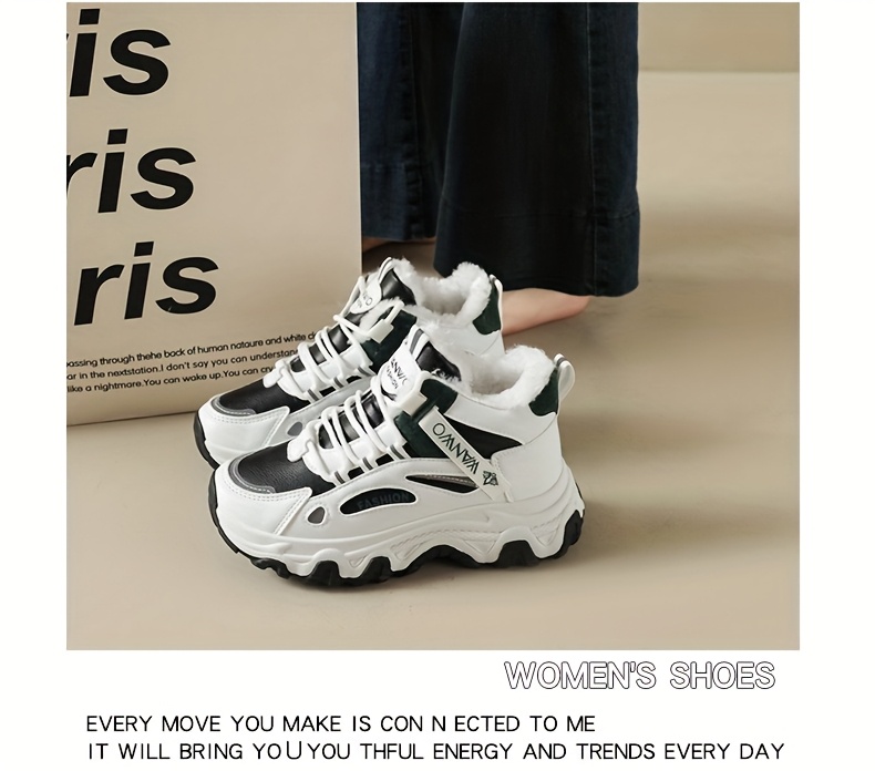 Women'S Winter Warm High-Top Sneakers - Thick Cushioned PVC Sole, Lace-Up Closure, Non-Slip Traction - All-Season Everyday & Formal Shoes - / - for, Ladies Sneakers